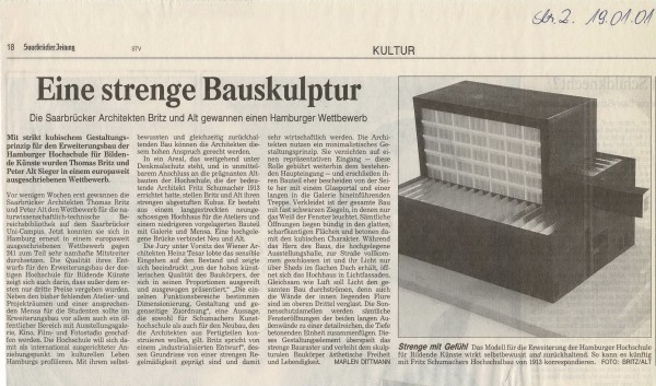 2000 Erweiterung der Hochschule für Bildende Künste in Hamburg
